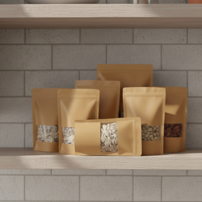 Saco Kraft Stand UP para Alimentos. 50 Unidades. em Oferta na Shopee