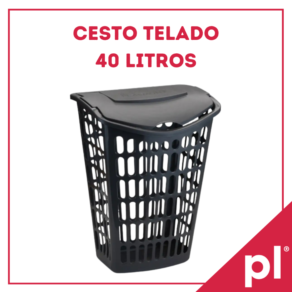 Kit 2 Cestos de Roupas Telado Grande Com Tampa 40L Lavanderia Banheiro Em Plástico Resistente em Oferta na Shopee