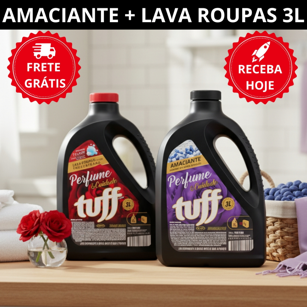 Kit Amaciante + Lava Roupas Tuff 3 Litros Envolvente Sublime Perfumado