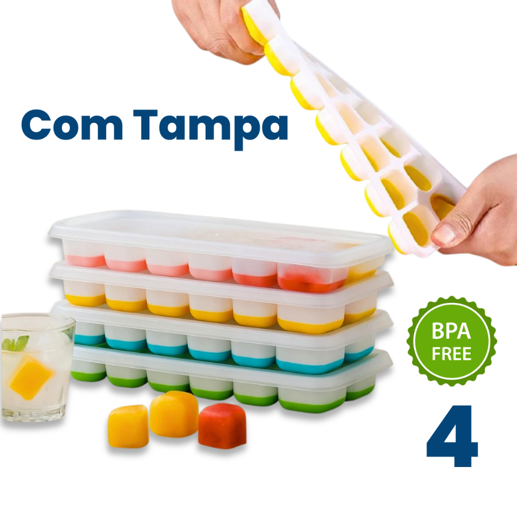 Formas de Gelo Silicone com Tampa Rígida em Oferta na Shopee