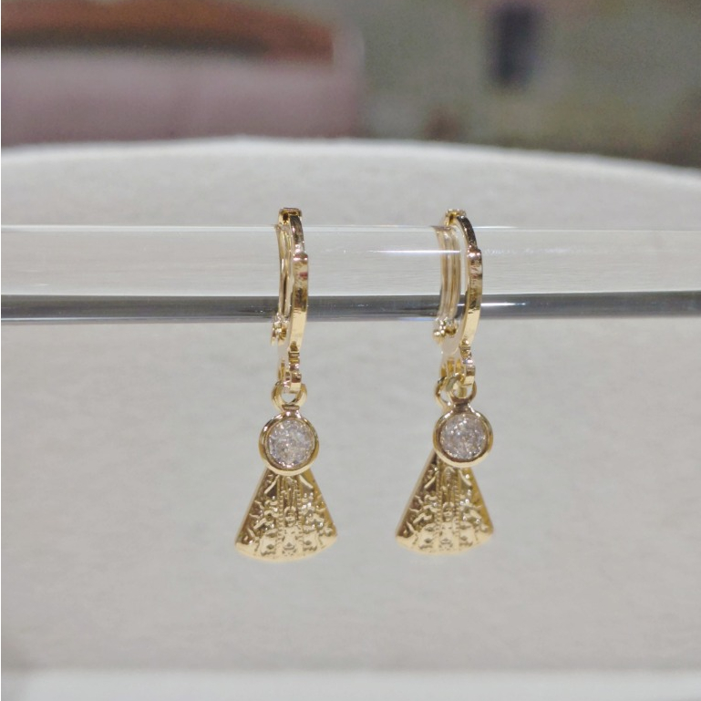 Brinco Argola Nossa Senhora Aparecida Com Pedrinha Folheado a Ouro 18k