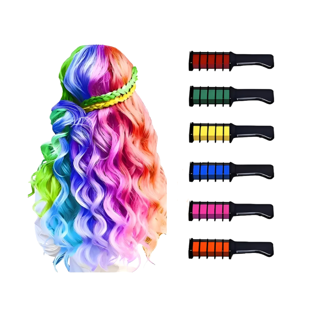 Kit 6 Pente Com Giz Colorido Para Pintar Cabelo / Hair Chalking