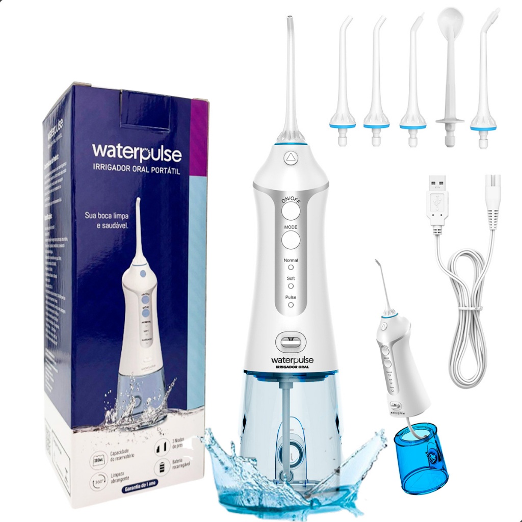 Irrigador Oral Water Pulse Portátil Sem Fio Recarregável Bivolt Dental Waterpulse Higiene Bucal em Oferta na Shopee