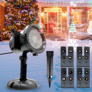 Projetor Refletor Natalino LED RGB 10W Espeto 16 Desenhos Coloridos Jardim em Oferta na Shopee