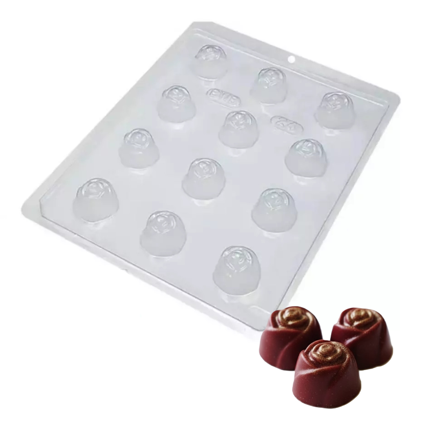 Kit 4 Formas Simples Bombom Rosa 12g em Acetato Cód 24 BWB - Para Bombom e Doces de Chocolate