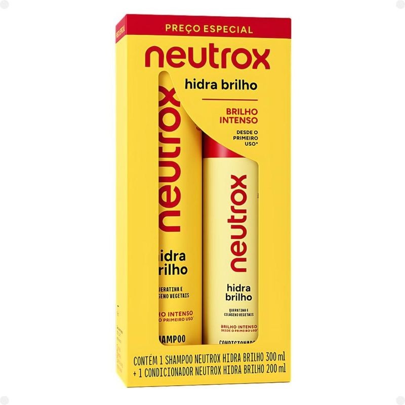 Kit Shampoo 300ml + Condicionador 200ml Neutrox Hidra Brilho