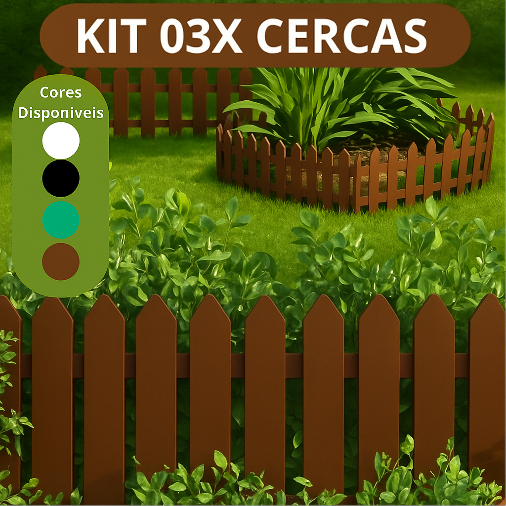 Cerca Para Jardim Kit 3 Cercado Decorativa Jardim Plástico Várias Cores