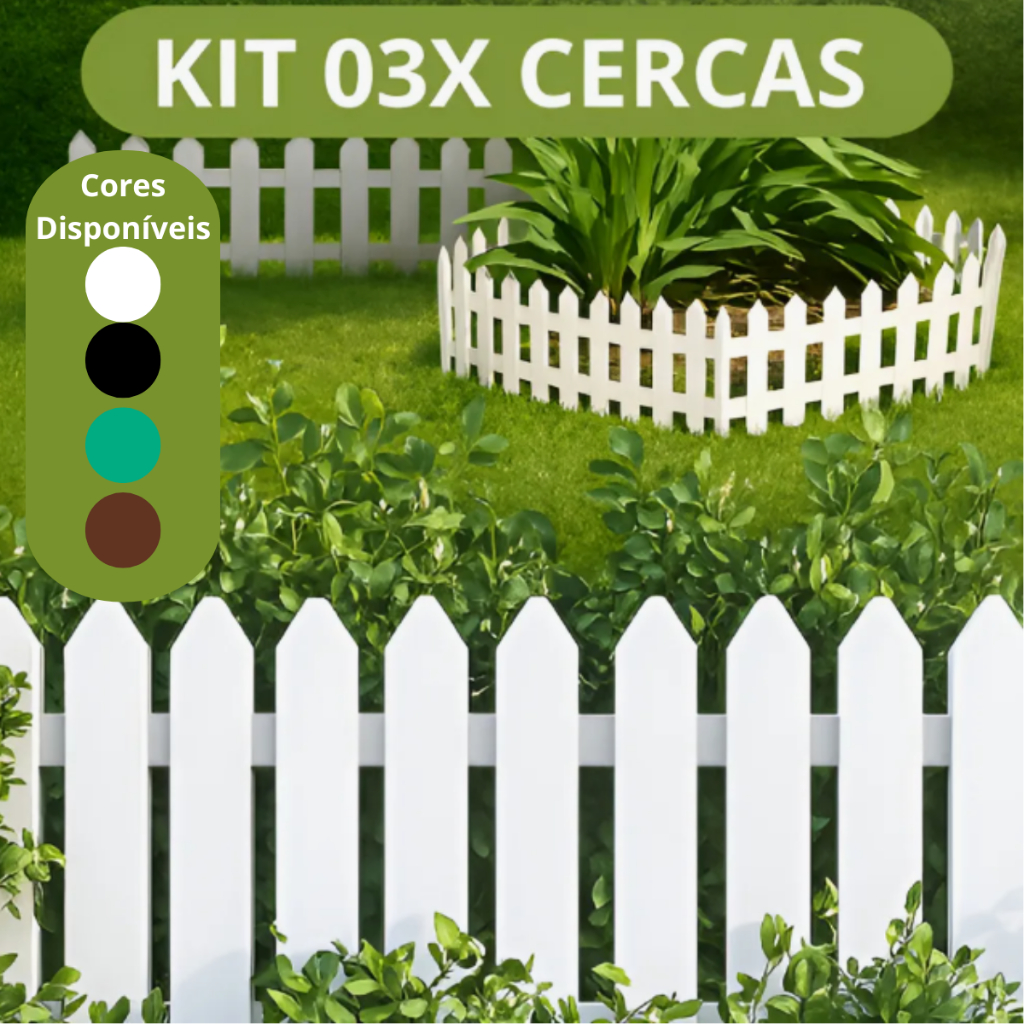 Kit 3 Cerca Decorativa Jardim Modelo Inglesa Plástico Cercado Tela