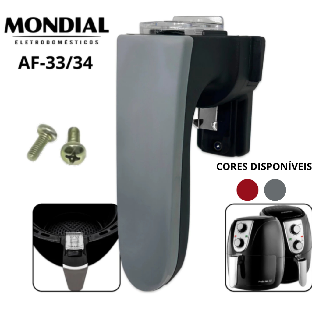 Puxador De AirFryer Mondial AF-33 AF-34 Alça para Fritadeira Original + 2 Parafuso