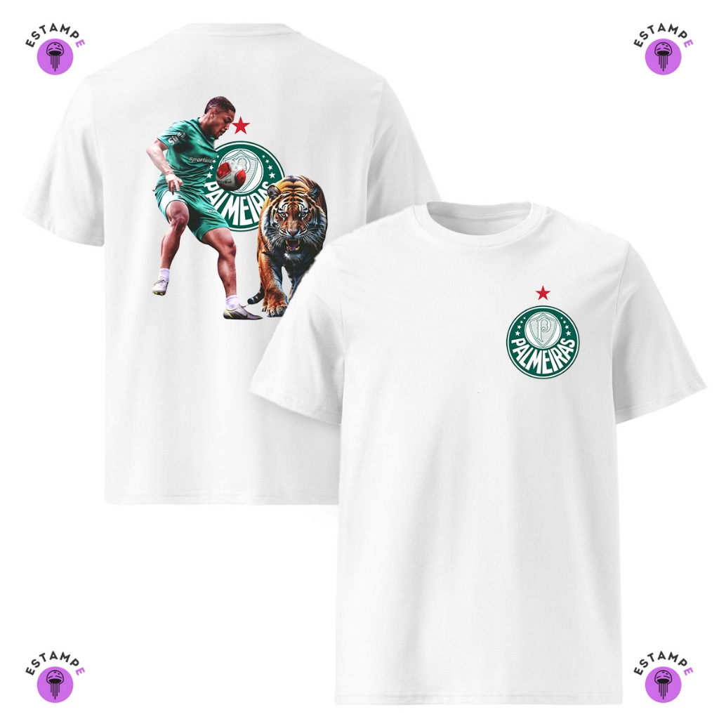 Camisa Camiseta Infantil Verdão Palmeiras Vitor Roque Tigre Blusa 100% Algodão Premium Unissex Menino Menina