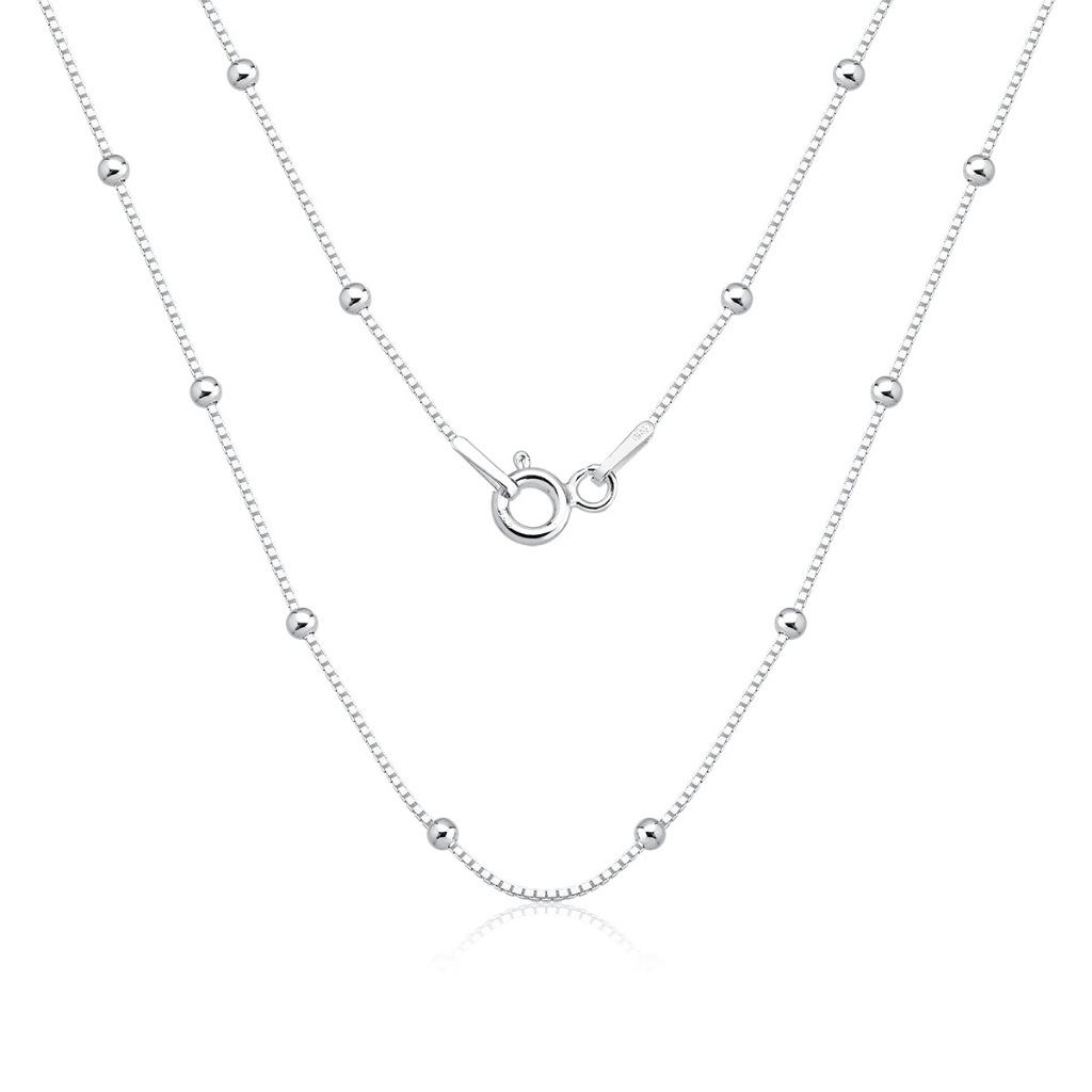 Corrente Colar Feminina de prata 925 Veneziana com Bolinhas em Oferta na Shopee