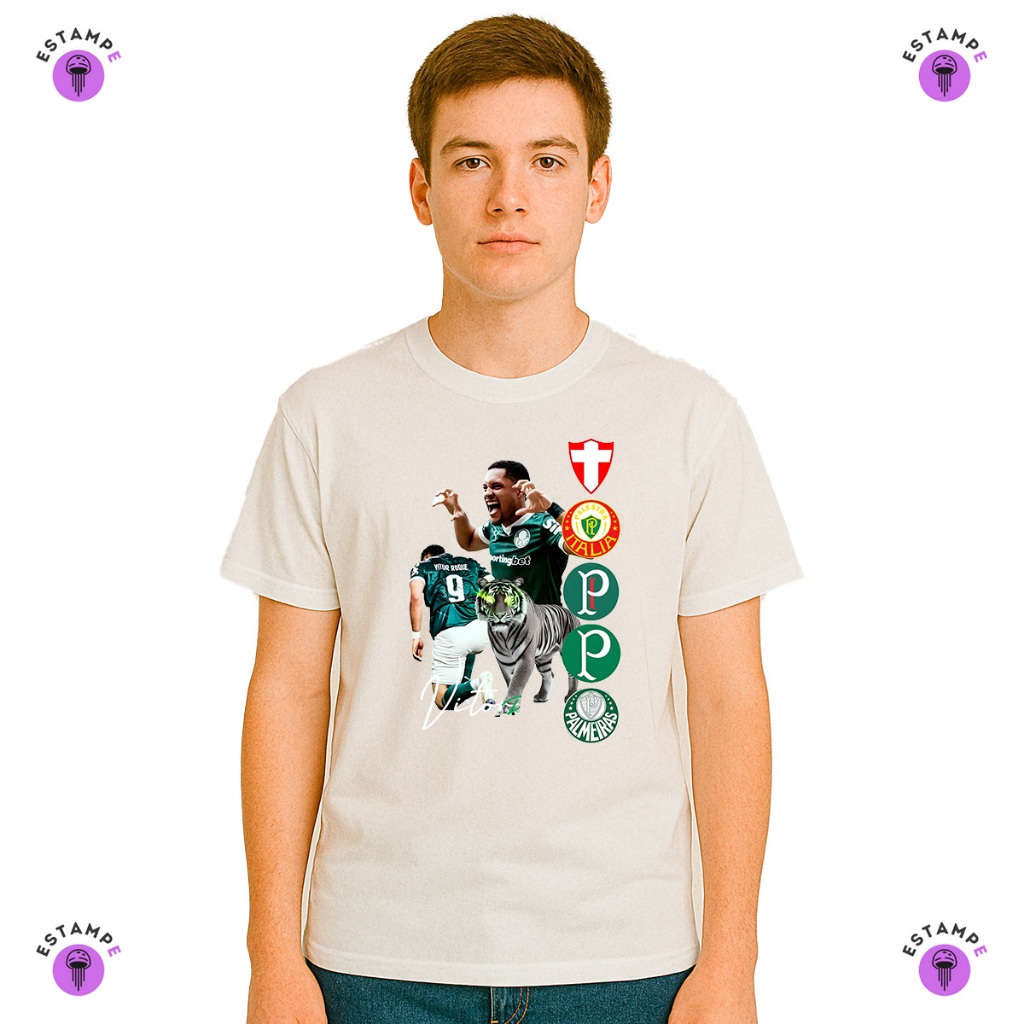 Camisa Camiseta Infantil Vitor Roque Palmeiras Palestra Blusa 100% Algodão Premium Unissex Menino Menina