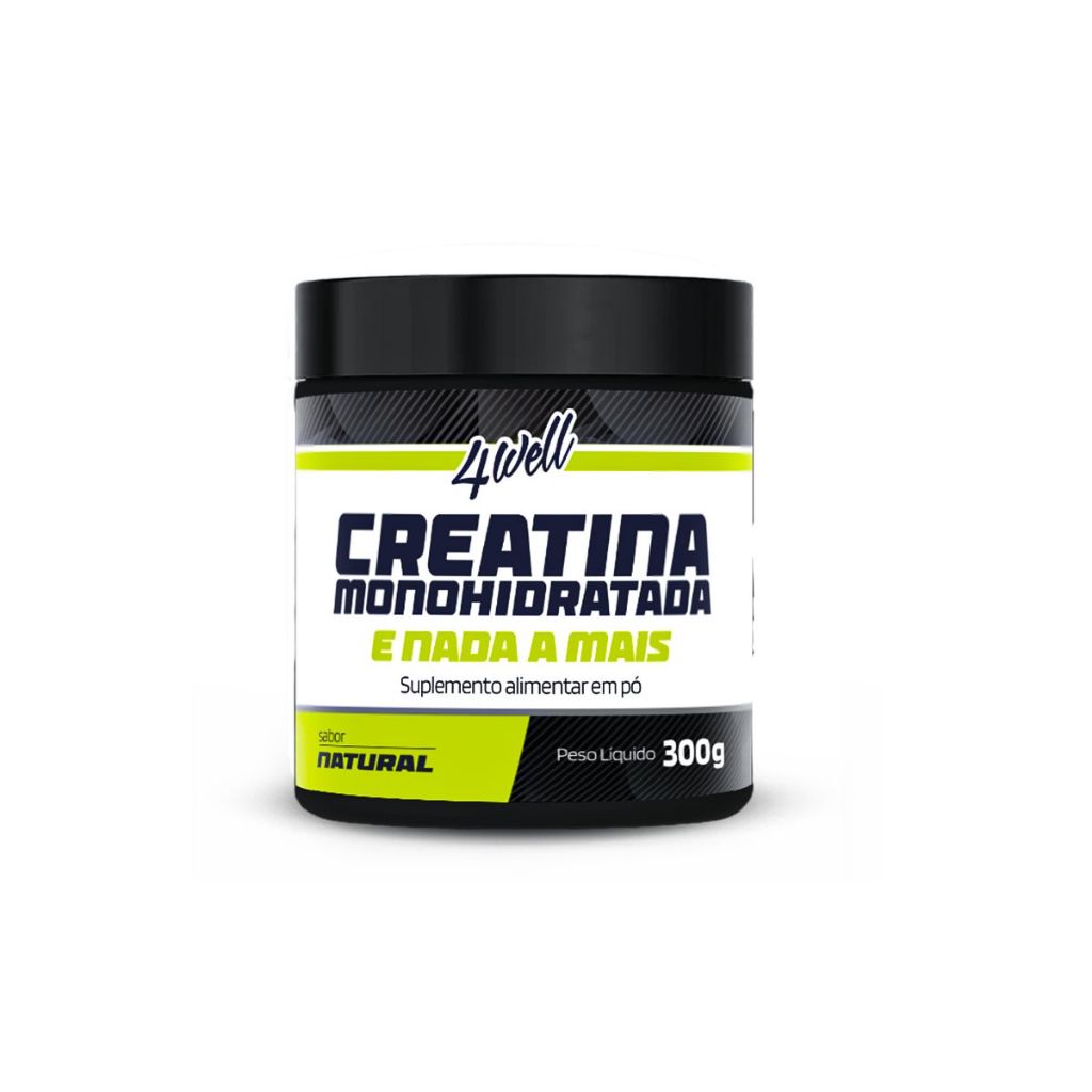 Creatina Monohidratada 300g Pote - 100% Pura - Importada - 4well - Sabor Natural em Oferta na Shopee