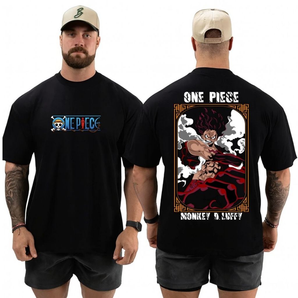 Camiseta Streetwear One Piece Luffy Gear Fourth Oversized Anime Blusão Para Academia Moda Fitness