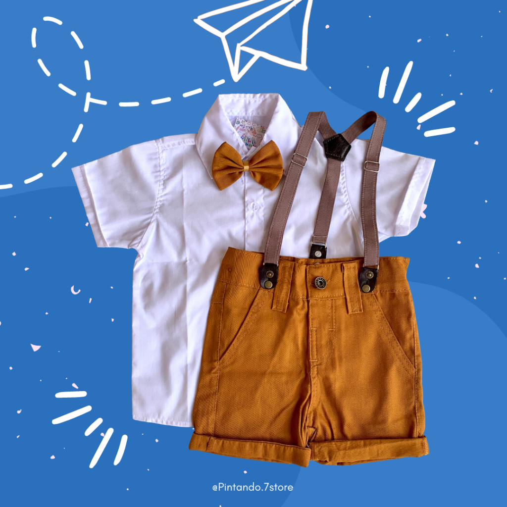 Conjunto de natal BODY/BLUSA infantil natalino para menino com gravata e suspensório natal