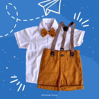 Conjunto de natal BODY/BLUSA infantil natalino para menino com gravata e suspensório natal