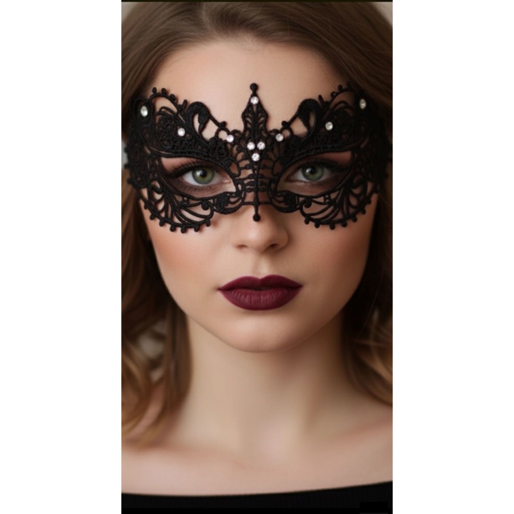 Mascara Preta 50 Tons de Cinza com Strass Bailes Eventos Halloween Festas Carnaval