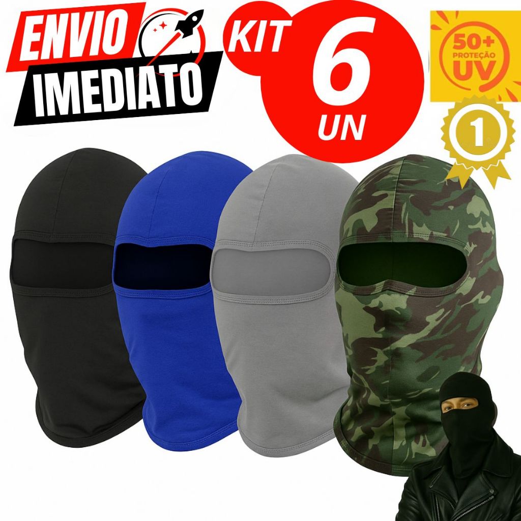 Kit 6 Touca Ninja Balaclava Bandana Motoqueiros Militar Tatica Facial Frio Máscara Moto proteção solar UV 50+ térmica em Oferta na Shopee