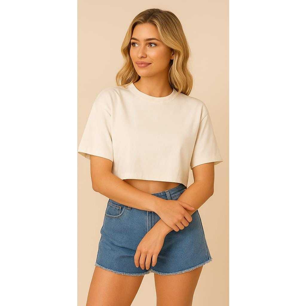 Camiseta Feminina Tshirt Cropped Oversized 100% Algodão Blusa Soltinha Confortável Estilo Urbano