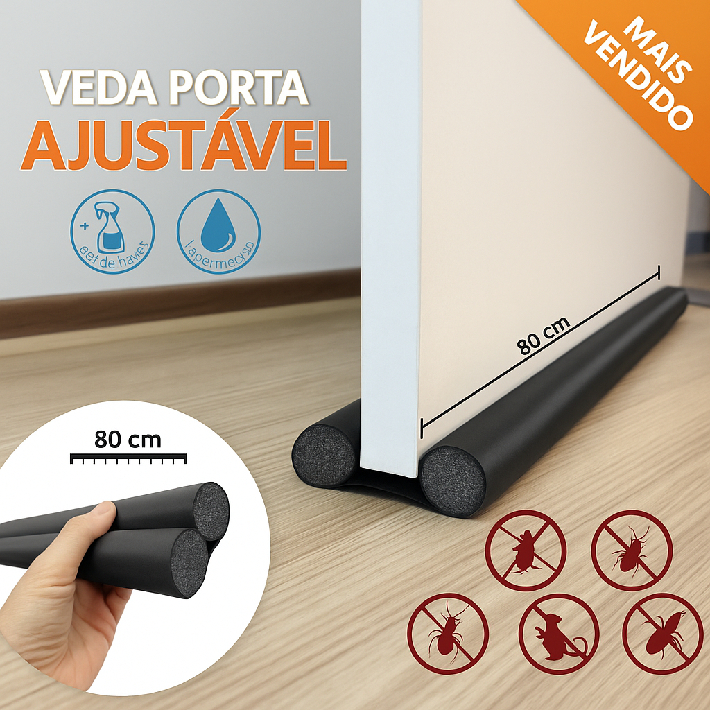 Kit 2 Unidades Protetor Rolinho de  Porta Ajustável  Impermeável em Oferta na Shopee