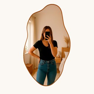 Espelho Orgânico Grande Corpo Inteiro Moldura de Couro + Suporte em Oferta na Shopee