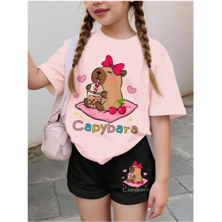 Conjunto Infantil Feminino Capivara MilkShake 673 Look Estiloso Verão Passeio Aniversário Presente em Oferta na Shopee