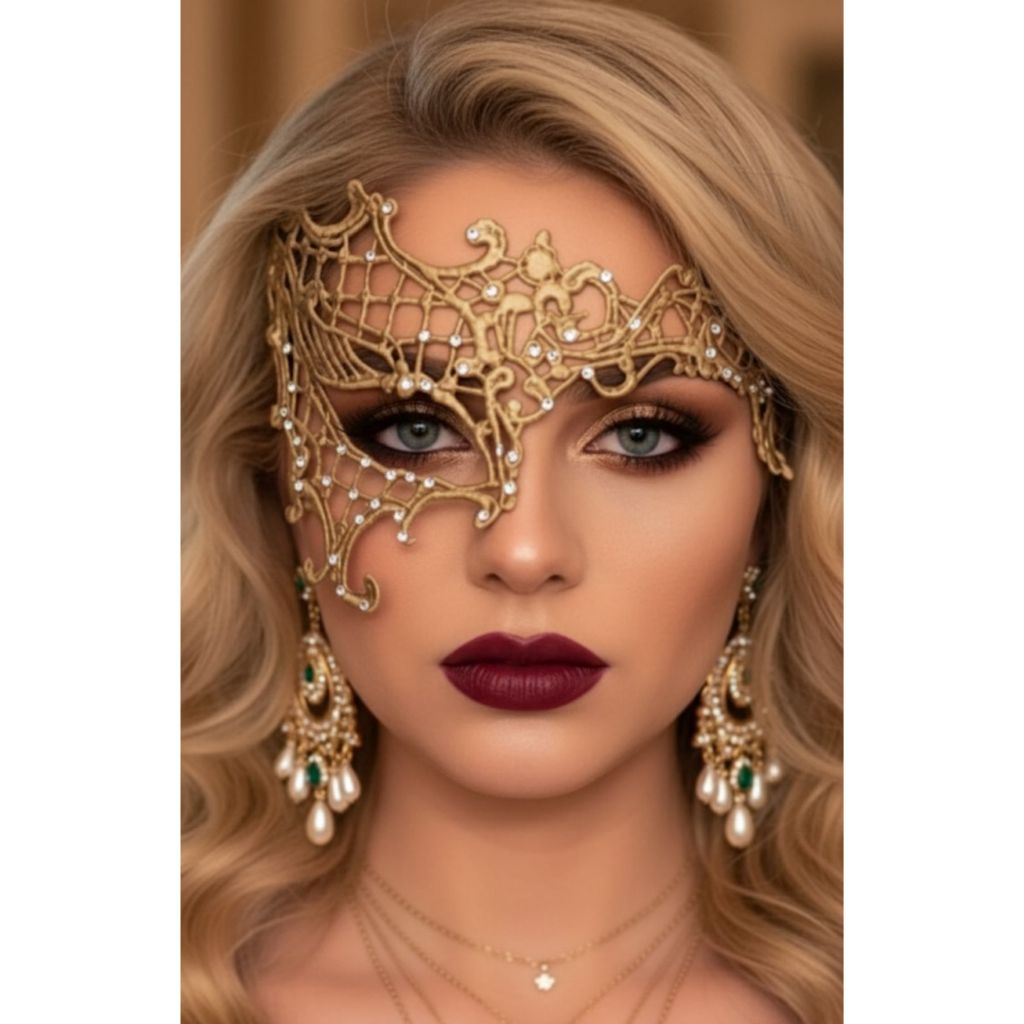 Mascara dourada com strass Baile Festa fantasia Carnaval Halloween