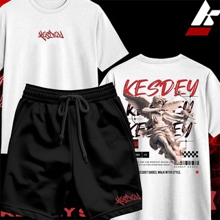  KIT Camiseta Streetwear Masculina Feminina 100% Algodão e Bermuda Mauricinho Estampa KESDEY ANJO FLECHA
