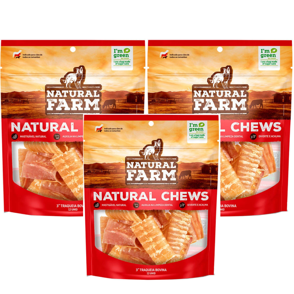 Pacote Traqueia Bovina 12 Unid Natural Mordedor Pra Cachorro em Oferta na Shopee