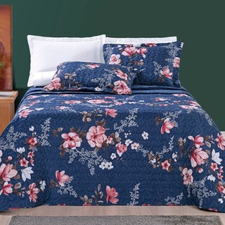 Cobre Leito Estampado e Porta Travesseiro Avere Colcha 200 Fios Dupla Face Micropercal