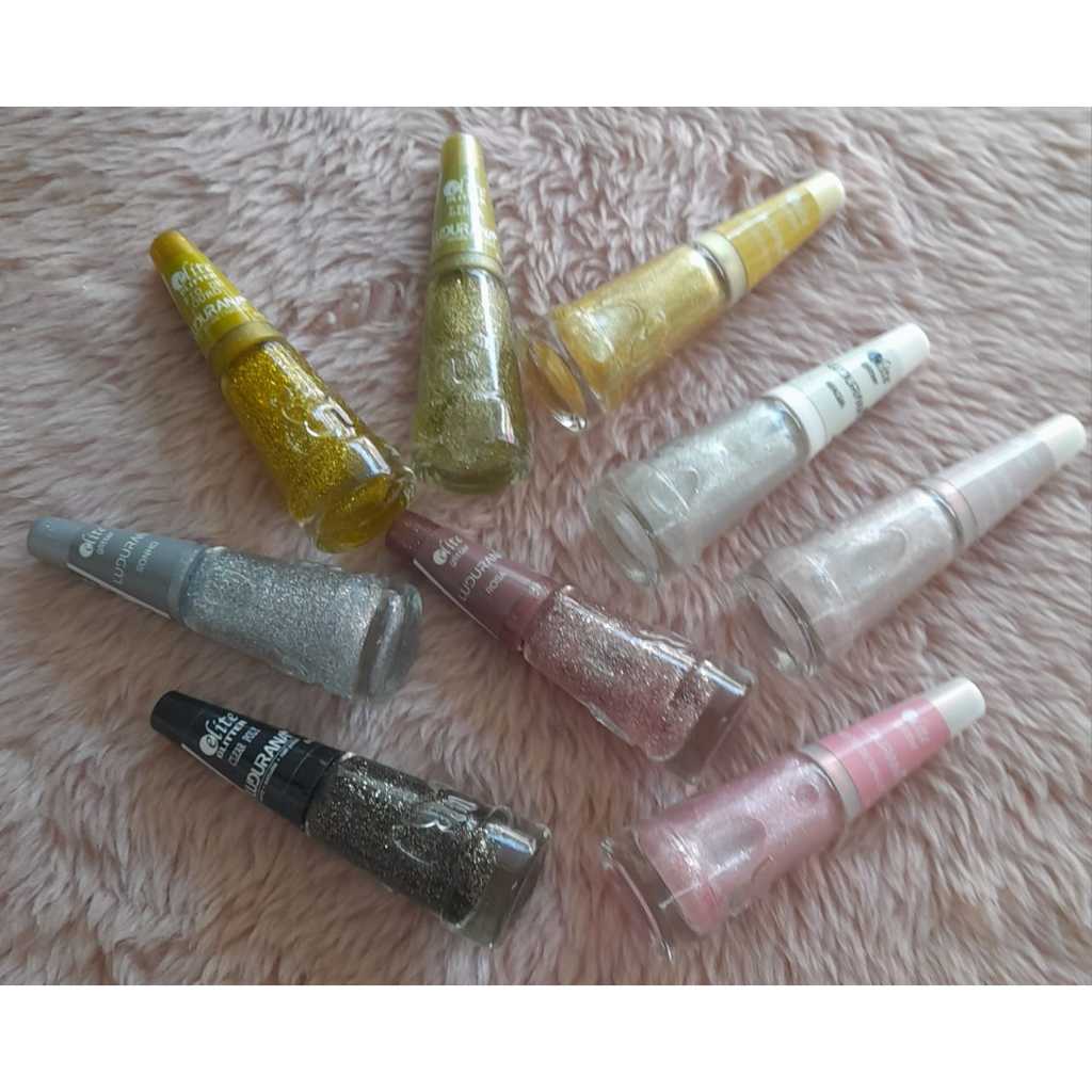 Esmaltes Ludurana tons suaves com glitter, do branco ao preto brilhante, com 8ml v. 12/26