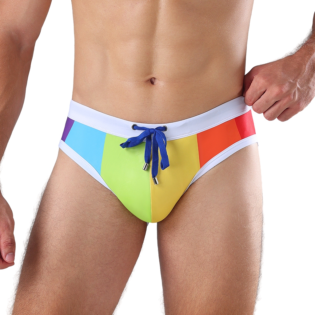 Z&D Ligeries Sungas Masculino Cavadas Estampa Arco-íris Respirável Com Bojo 25167