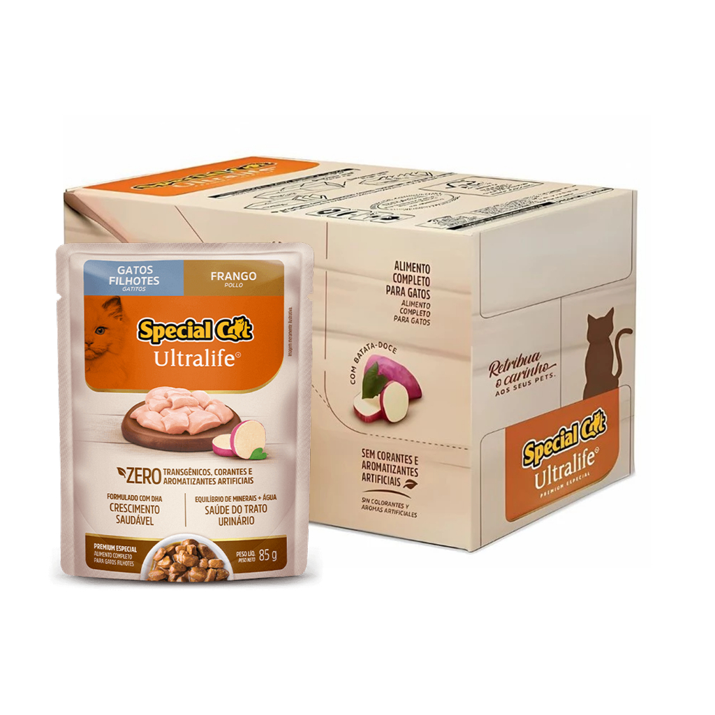 Kit 12 Sachês Special Cat Filhote Frango Ultra Life 85 g em Oferta na Shopee