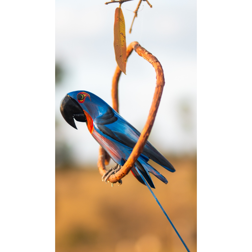 Escultura Pássaro Arara Toda Azul no Cipó 50cm | Madeira Artesanal | Decoração Rústica Jardim Sítio Roça Outros em Oferta na Shopee