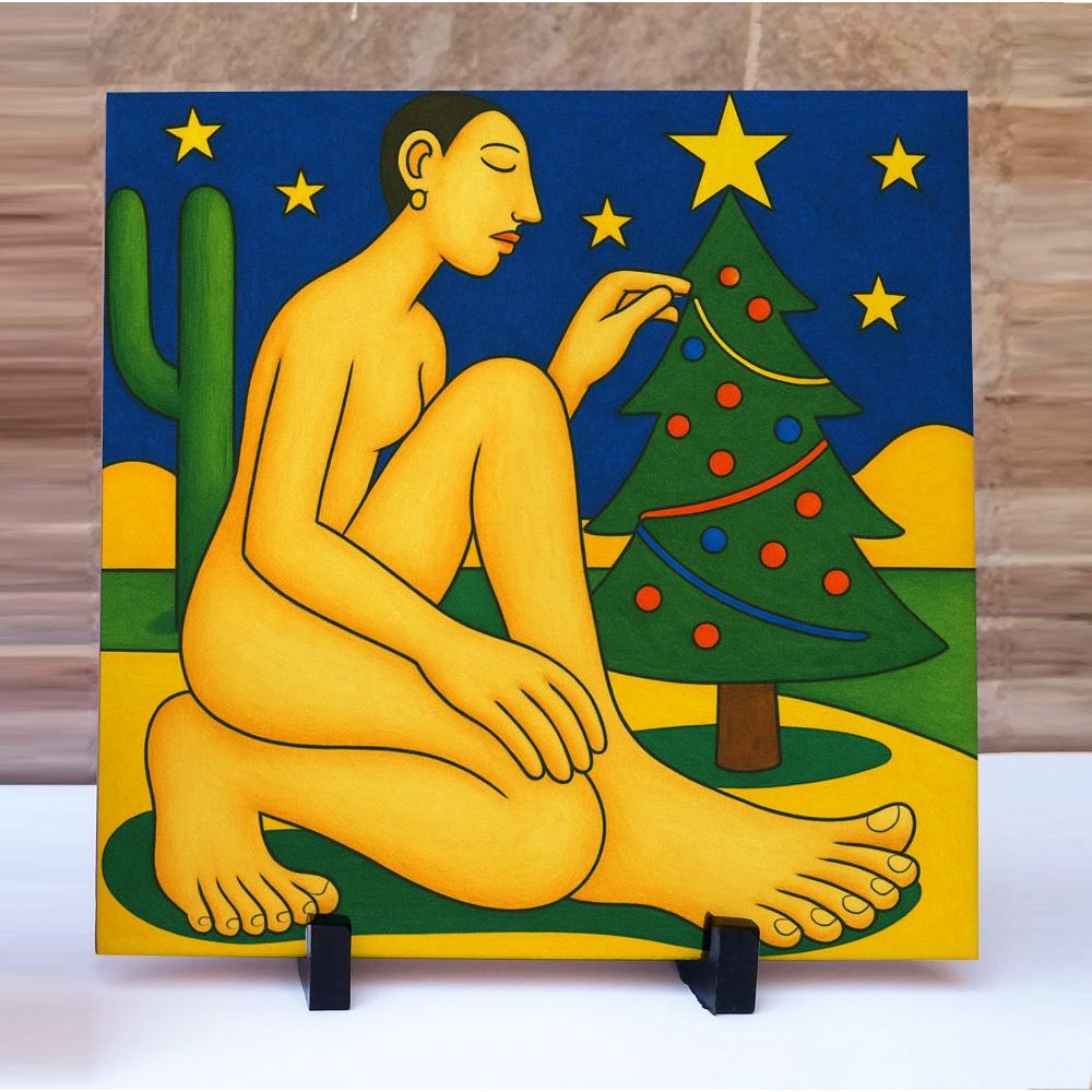 Azulejo Decorativo - Natalino estilo Abaporu de Tarsila do Amaral