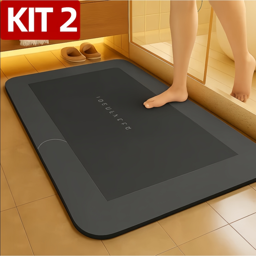 Imagem Kit 2 Tapete Antiderrapante de Banheiro Super Absorvente Secagem Rápida Chuveiro Cozinha e Varanda