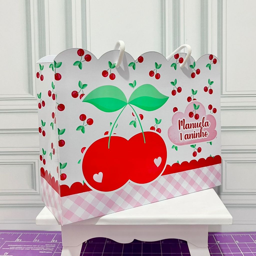 Sacolinha Cerejinha Pegue e Monte Papelaria Personalizada Lembrancinha Diversos Temas