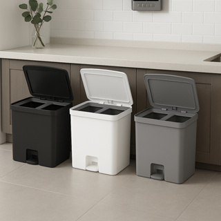 Lixeira Pedal C/ Tampa Dupla 20 Litros Seletiva Cesto de Lixo Reciclagem Cozinha Banheiro Trium Ou em Oferta na Shopee