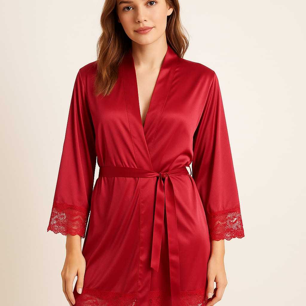 Robe Luxo Com Renda Comum e Plus Size Roupão Feminino Hobby Robe Manga Sino Romantic Sensual Adulto