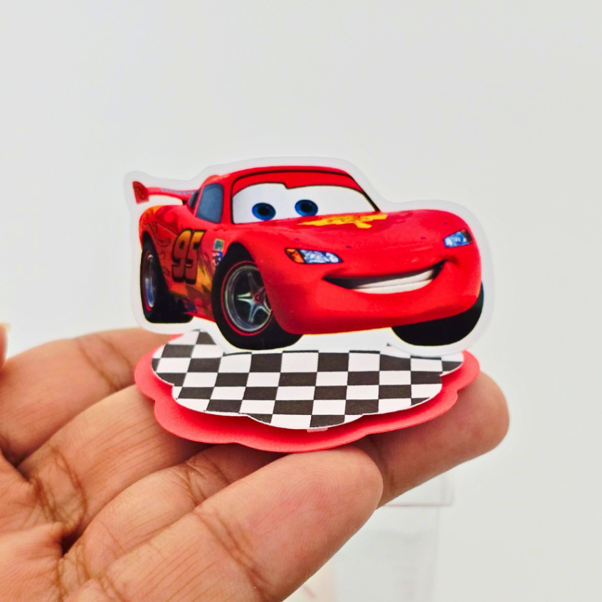 12 Apliques 3D Carros Disney Relâmpago McQueen Personalizado Caixa Acrílica Lembrancinha Festa