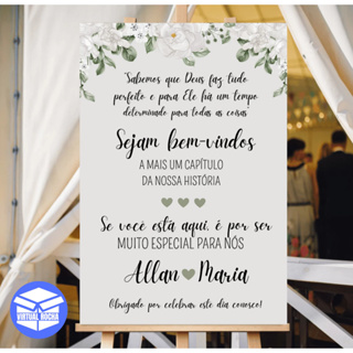 Placa Decorativa Bem Vindo Entrada Casamento Folhagem Branca MDF em Oferta na Shopee