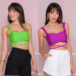 Cropped Femenino de Moda / Amarrado nas costas com Bojo / Tamanho Unico / Moda Verao 2025 - 2026 em Oferta na Shopee