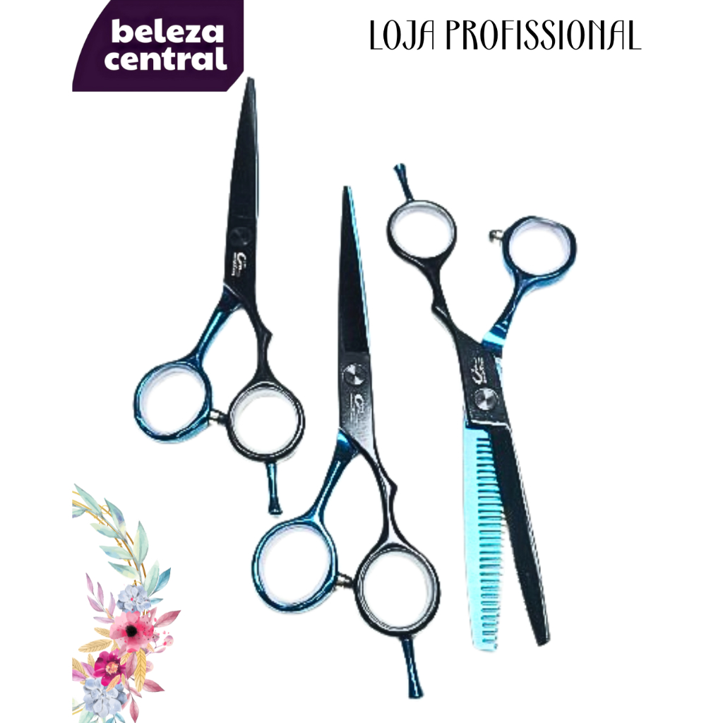 Kit Tesouras Profs Premium – Fio Laser 6", Fio Navalha 6" e Desbaste - Consulte-nos Antes de Comprar - UMI