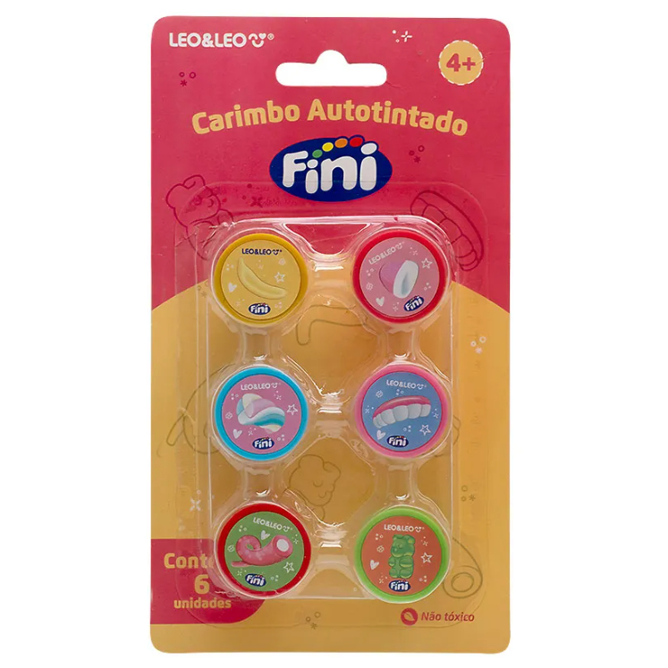 Carimbo Autotintado Decorado bala- Blister C/ 6 Und Leo&Leo