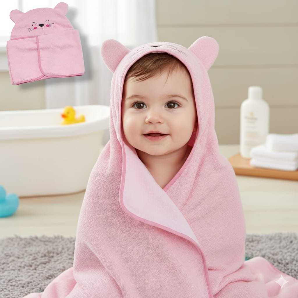Toalha de Banho Bebe Bordada Olhinhos Dupla Face Capuz Forrada Tecido Fralda 100% Algodão Misto 80cmx70cm em Oferta na Shopee