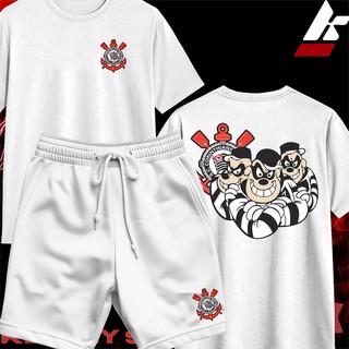 KIT Camiseta Streetwear Masculina Feminina 100% Algodão e Bermuda Mauricinho Estampa CP METRALHA