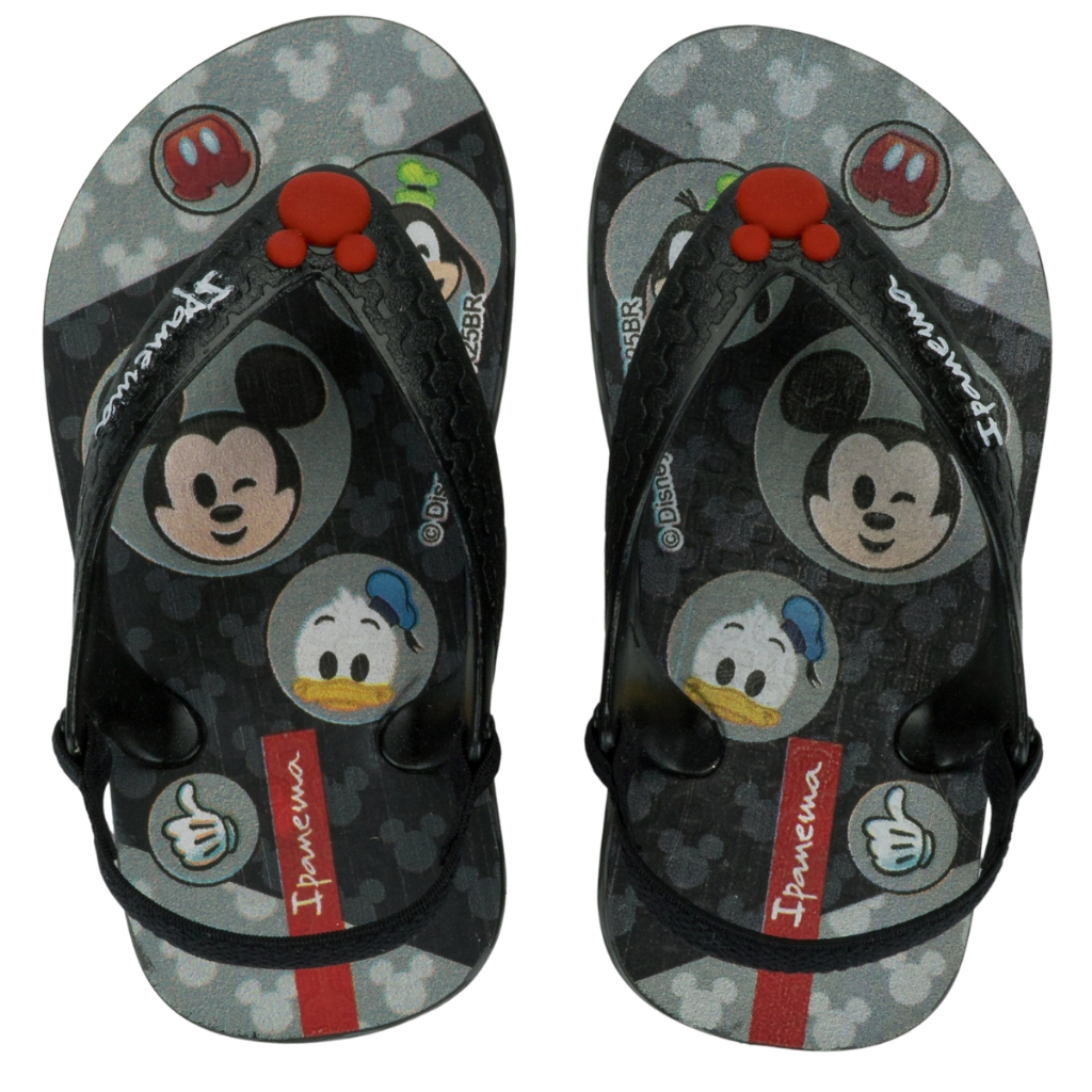 Chinelo De Dedo Infantil Bebe Com Elástico Disney Ipanema Mickey Minnie