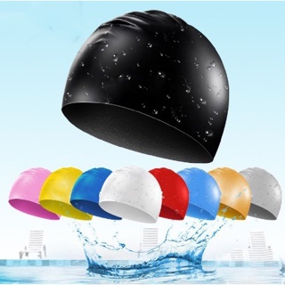 Touca De Natação Cor Sólida – De Silicone À Prova D'água Unissex , Proteção, Confortável aos Ouvidos em Oferta na Shopee