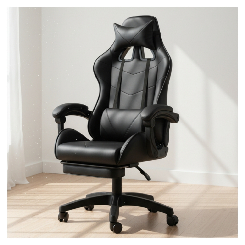 Cadeira Pc Gamer Giratória Ergonômica Couro Com Descanso