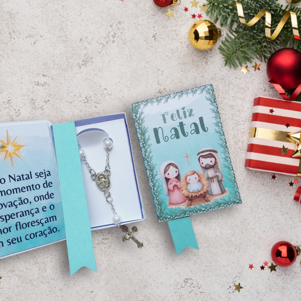 20 Mini Bíblias Para Mini Terço PEGUE E MONTE  Lembrancinha de Natal